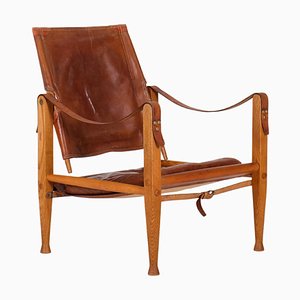 Kaare Klint zugeschriebener Safari Chair aus Leder, 1960er