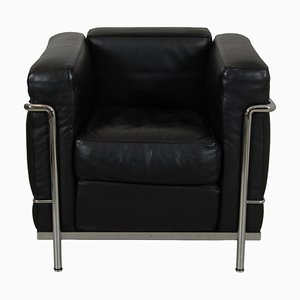 Lc-2/1 Sessel aus schwarzem Leder von Le Corbusier
