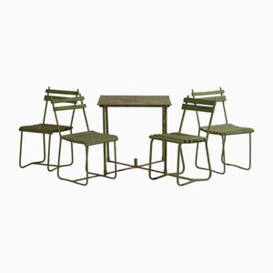 Antique Garden Table and Chairs Set, 1900s, Set of 5