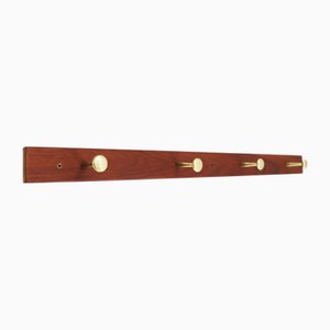 Danish Teak & Brass Coat Rack, Denmark, 1960s