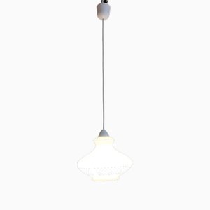 Vintage Ceiling Lamp on White Plastic Mount, 1970s