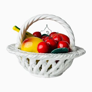 Cesto da frutta in ceramica della metà del XX secolo, Italia, anni '70