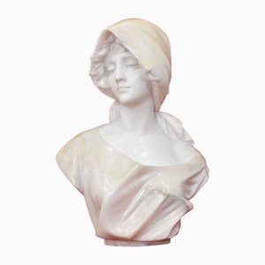 Chotard, Bust of Woman, 19th Century, Alabaster