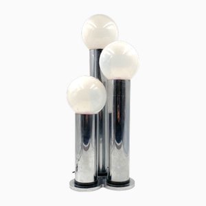 Hollywood Regency Metal and Opaline Glass Table Lamp from Lama, Italy, 1970s