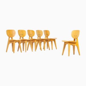Model 3221 Chairs attributed to Junzo Sakakura for Tendo Mokko, 1950s, Set of 6