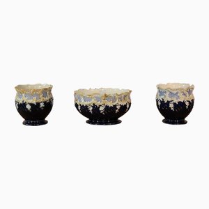 Garniture de Cheminée en Barbotine, 19ème Siècle, Set de 3