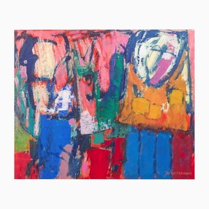 Jan Battermann, Composición abstracta, años 60, Gouache, Enmarcado