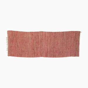 Swedish Red and White Floor Runner Rug, 1990