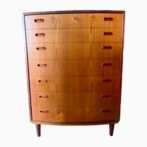 Cajonera con frente inclinado de teca de Poul M. Jessen, 1960