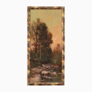 Rustic Landscape, 19th Century, Oil on Canvas, Framed