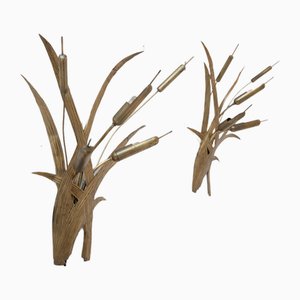 Lampade da parete vintage in ottone, anni '70, set di 2