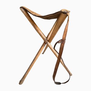 Leather Tripod Stool, 1920s