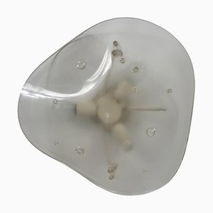 Frosted Acrylic Glass Wall Lamp or Flush Mount, Italy, 1960s
