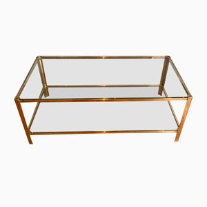 Table Basse en Bronze Poli et Verre par Jacques Théophile Lepelletier, 1970s