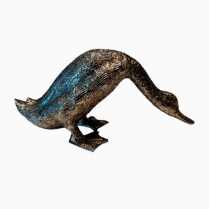 Vintage Silver Bronze Duck, 1970s