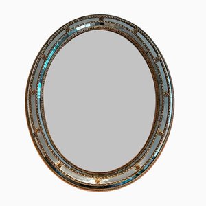 Miroir Ovale avec Guirlandes en Laiton, 1970s