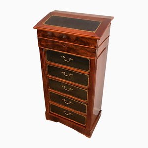 Mueble de notario de caoba y cuero, 1950