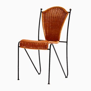 Wicker and Iron Chair by Frederick Weinberg, 1950s, Set of 6