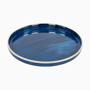 Mid-Century Round Serving Tray in Acrylic and Chrome by B B Genova, Italy, 1970s