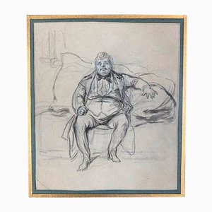 Paul Gavarni, Drawing of Alexandre Dumas Père, Paper, Framed