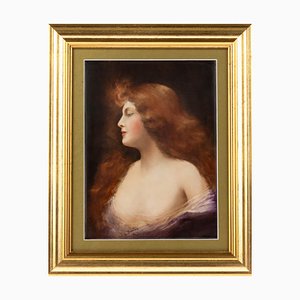 Signed L. Davies New York Fine Porcelain Portrait Plaque Manner of Angelo Asti