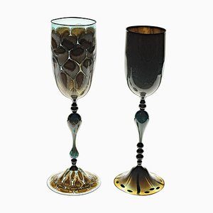 Turtoise Murano Glass Goblets from Pauly & Co., Set of 2
