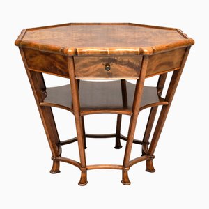 Expressionist Octagonal Center Table in Flamed Birch, Germany, 1920s