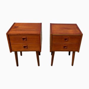 Mesitas de noche danesas de teca de Brouer Møbelfabrik, años 60. Juego de 2