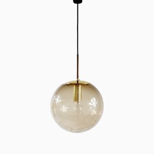 Large Mid-Century Smoked Air-Bubbled Glass Ball Ceiling Light from Limburg, Germany, 1970s