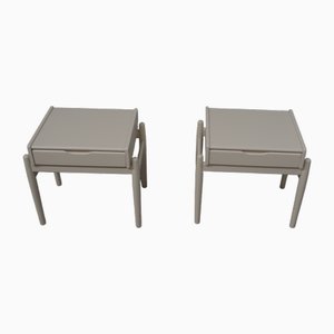 Fully Restored White Nightstands, 1960s, Set of 2