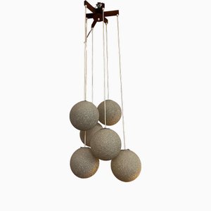 Mid-Century Cascade Lamp in Teak & Granulate Balls, 1970s