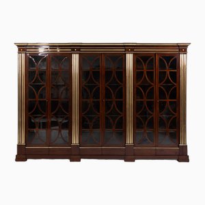 Grand Meuble de Bibliothèque avec Cannelures en Laiton, Allemagne, 1800s