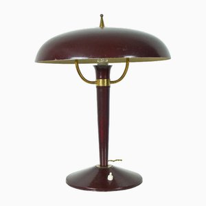 Lampe de Bureau Vintage Bourgogne en Métal & Laiton, Italie, 1950s