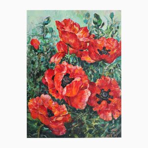 Andrey Gorgots, Poppy, Canvas, Oil on Cardboard