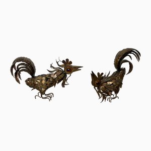 Brutalist Sculptures in Brass Sheet in the style of Curtis Jere, 1960s, Set of 2