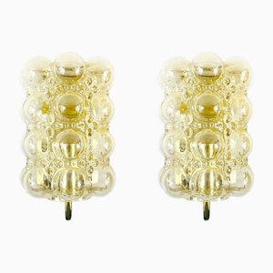 Mid-Century Amber Bubble Glass Wall Lights by Helena Tynell for Limburg, Germany, 1960s, Set of 2