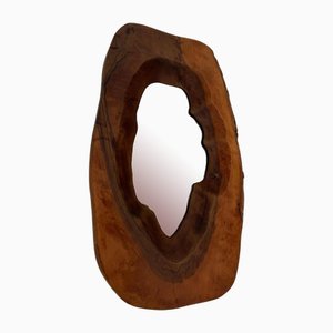 Brutalist Mirror in Olive Wood, 1960s