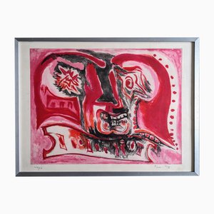 Edouard Pignon, Porträt eines Mannes, Farblithographie, 1988