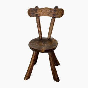 Volkskunst Stuhl aus Holz, 1960er