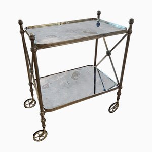 Großer französischer Mid-Century Barwagen mit Eglomise Glas, 1960er