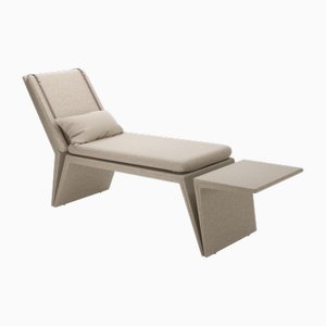 Moderne Panama Chaiselongue aus weißem Leder von Javier Gomez