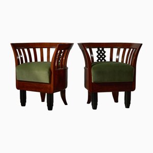 Set of Art Deco Green Armchairs
