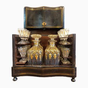 Napoleon III Likördose aus Ebonisiertem Holz, Frankreich, 20 . Set