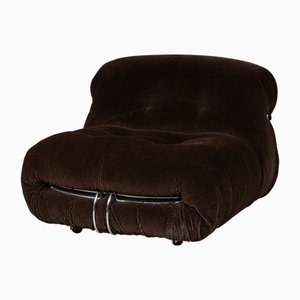 20th Century Soriana Armchair in Brown Fabric by Tobia Scarpa for Cassina, 1970s