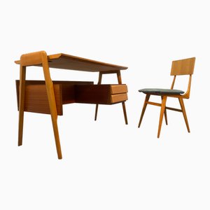 Mid-Century Modern Italian Desk and Chair attributed to Vittorio Dassi, 1956, Set of 2