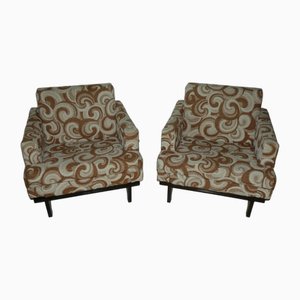 Set of Bouclé Wool Armchairs with Optical Motifs, Italy, 1960s