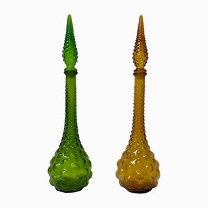 Vintage Glass Empoli Decanters, 1960s, Set of 2