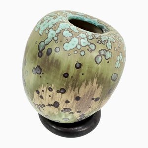 Glazed Studio Ceramic Art Vase with Standing Ring by Hanne Wydra-Jantz, Germany, 1980s
