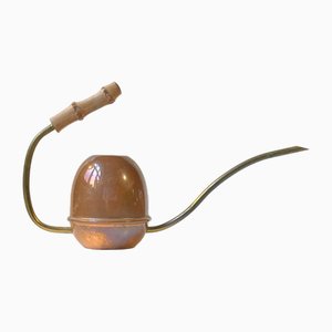 Mid-Century Gießkanne aus Messing, Kupfer & Bambus, 1960er