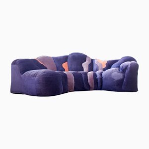 Postmodern Organic Polster Mit Pep Design Studio Sofa in Velour, Germany, 1980s
